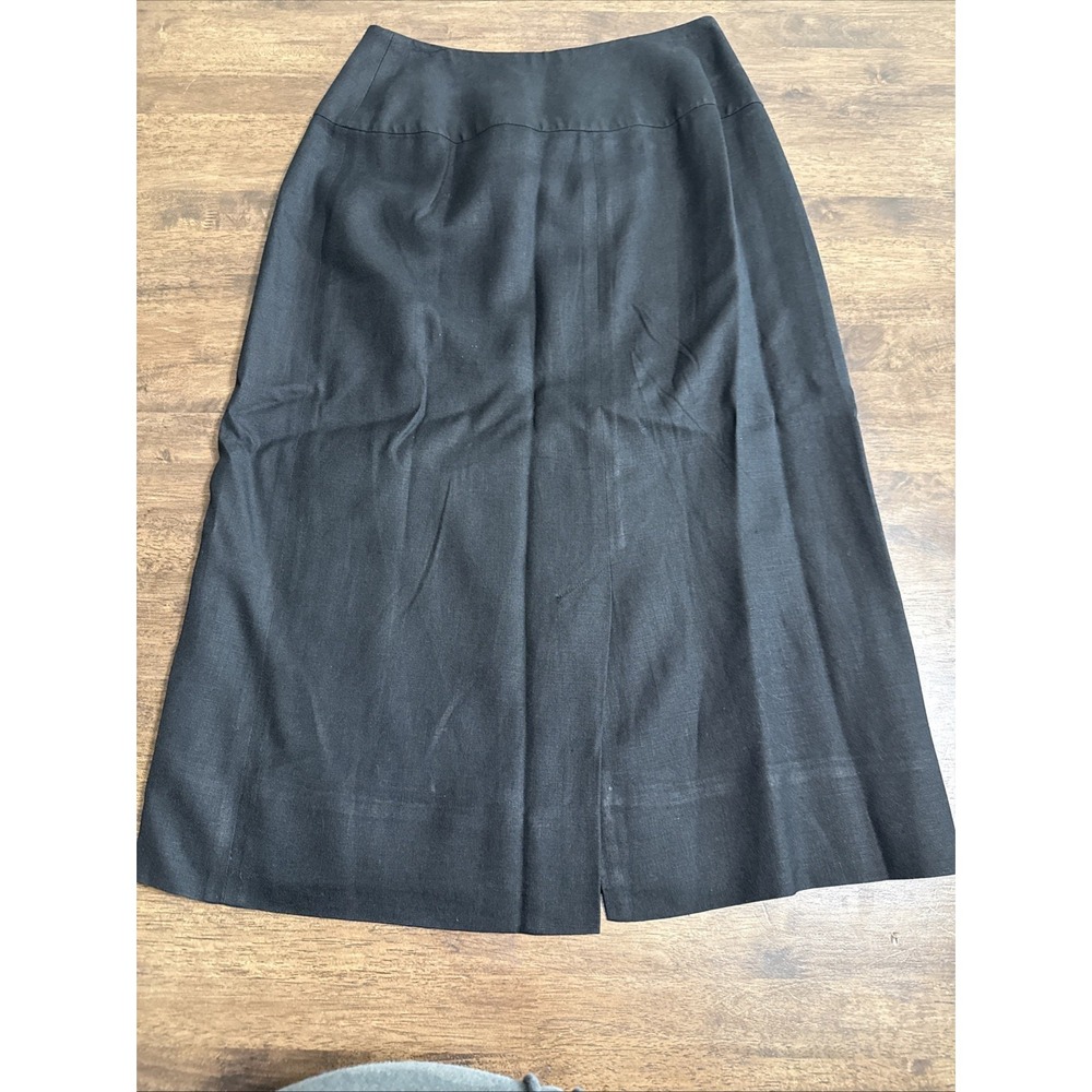 Linda Allard Ellen Tracy Black Linen Blend Wrap Skirt Size 8 Classic Career Work - Picture 8 of 9